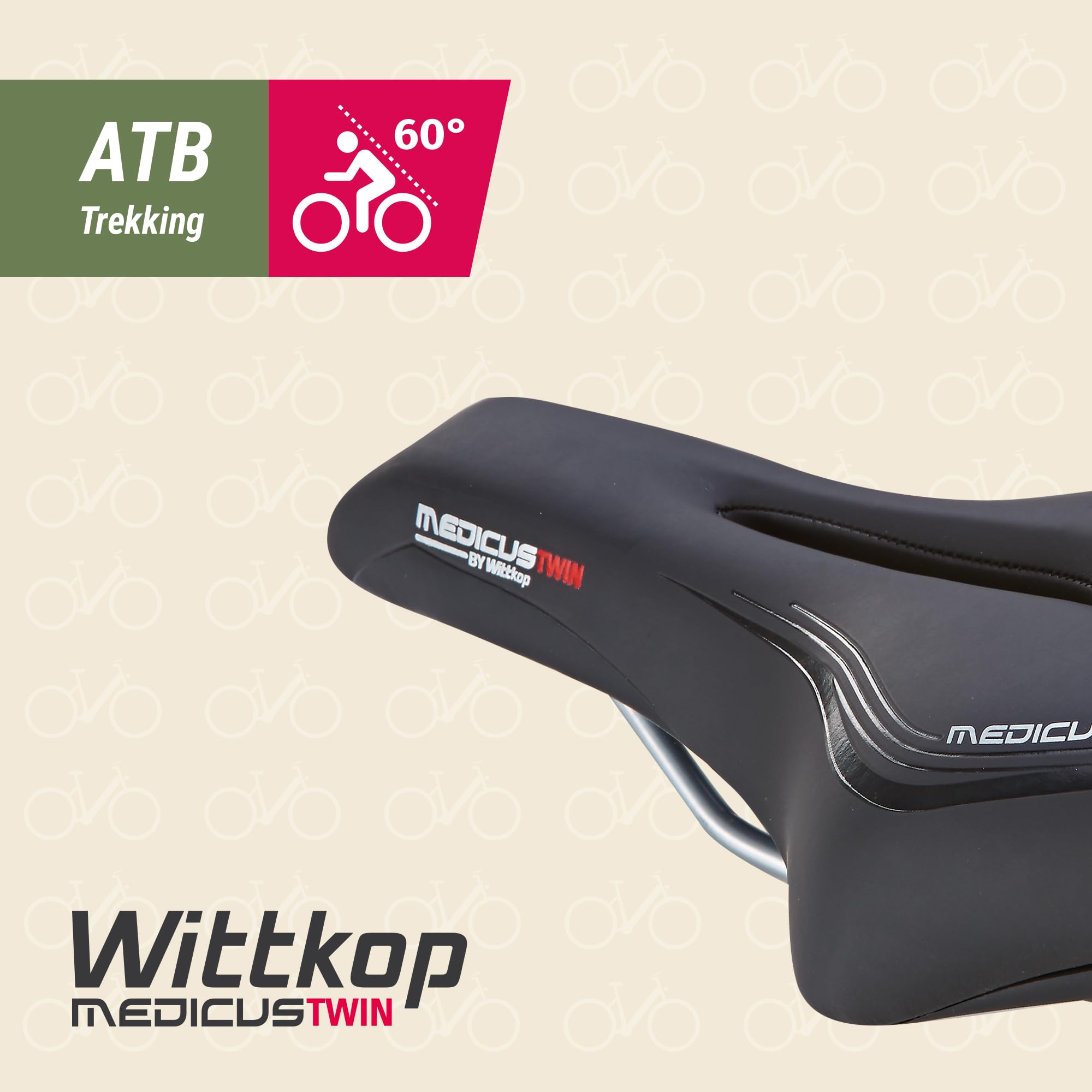 Prophete Wittkop Medicus Twin Saddle Trekking Saddle Bicycle Saddle Gel Insert and Elastomer Damping 5-Zone Padding Black