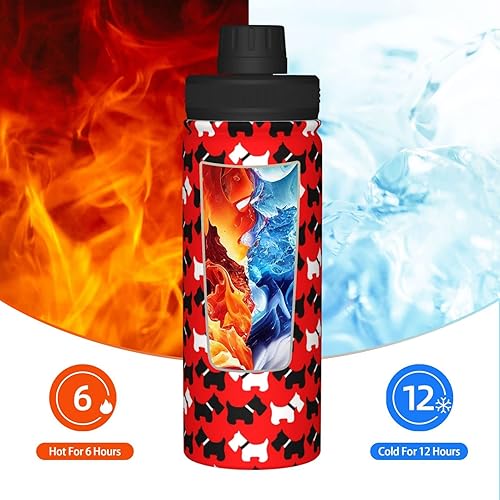 Miniatura 6 de Hervidor de agua con aislamiento deportivo de 18 onzas, color rojo, blanco, Scottie Dogs Terrier botella de viaje con aislamiento de acero inoxidable