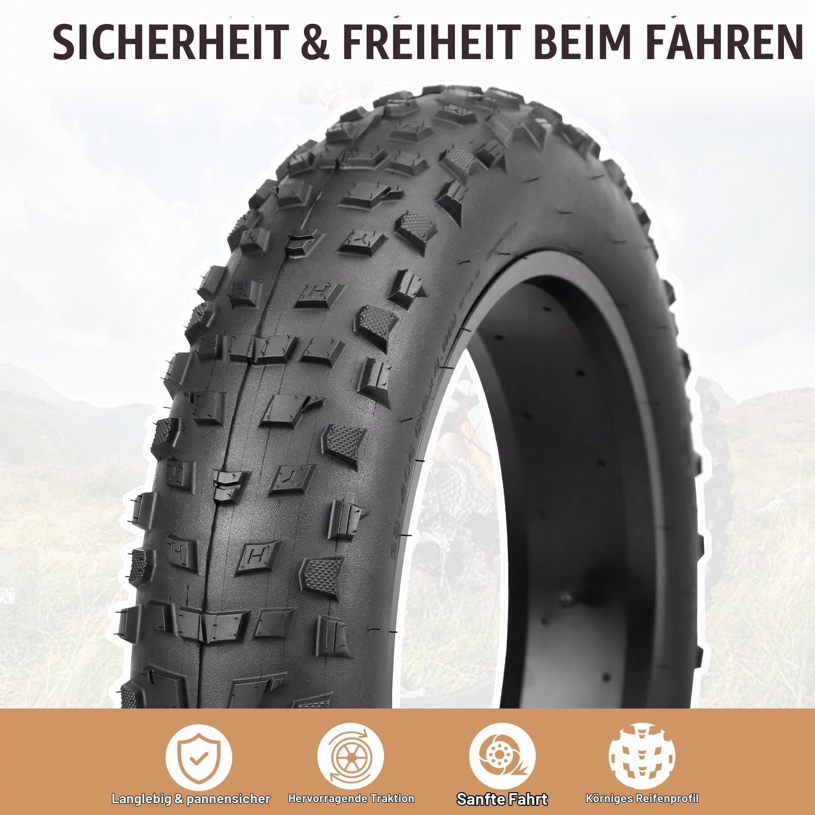 2er-Pack 20x4.0 Zoll Heavy Duty E-Bike Reifen Fat-Bike Reifen 98-406 20PSI Fahrradmantel
