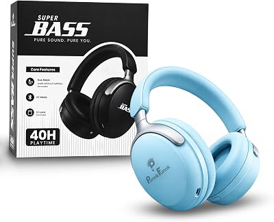Wireless Over-Ear Bluetooth Headphones – Deep Bass, Noise Isolation, Soft Cushioned Earcups, Foldable Lightweight Design, HD Mic for Gaming, Music & Calls (Blue)