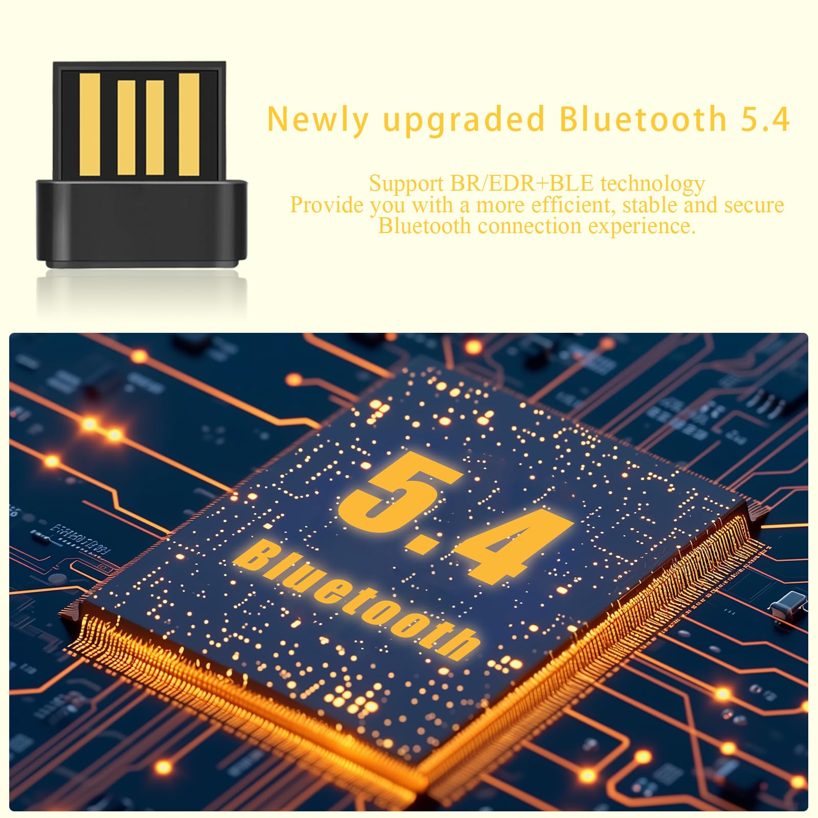 Chiavetta Bluetooth 5.4 per PC Bluetooth USB Adattatore Bluetooth Trasmettitore Low Latency，Plug & Play für PC,Mouse, Tastiera, Cuffie, Telefono Cellulare, Altoparlanti con Windows 11/10/8.1（Nero)