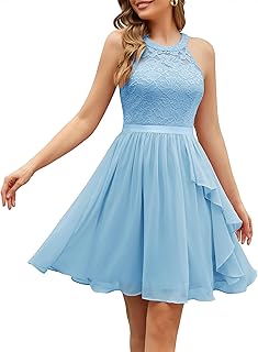 Wedtrend Women's Bridesmaid Dresses, Halter Sleeveless Cocktail Dress Ruffle A Line Short Prom Dress 2025