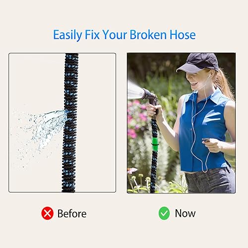 Miniatura 3 de Juego de 4 juegos de reparación de manguera de jardín expandible con manual de usuario (idioma español no garantizado), conectores hembra macho