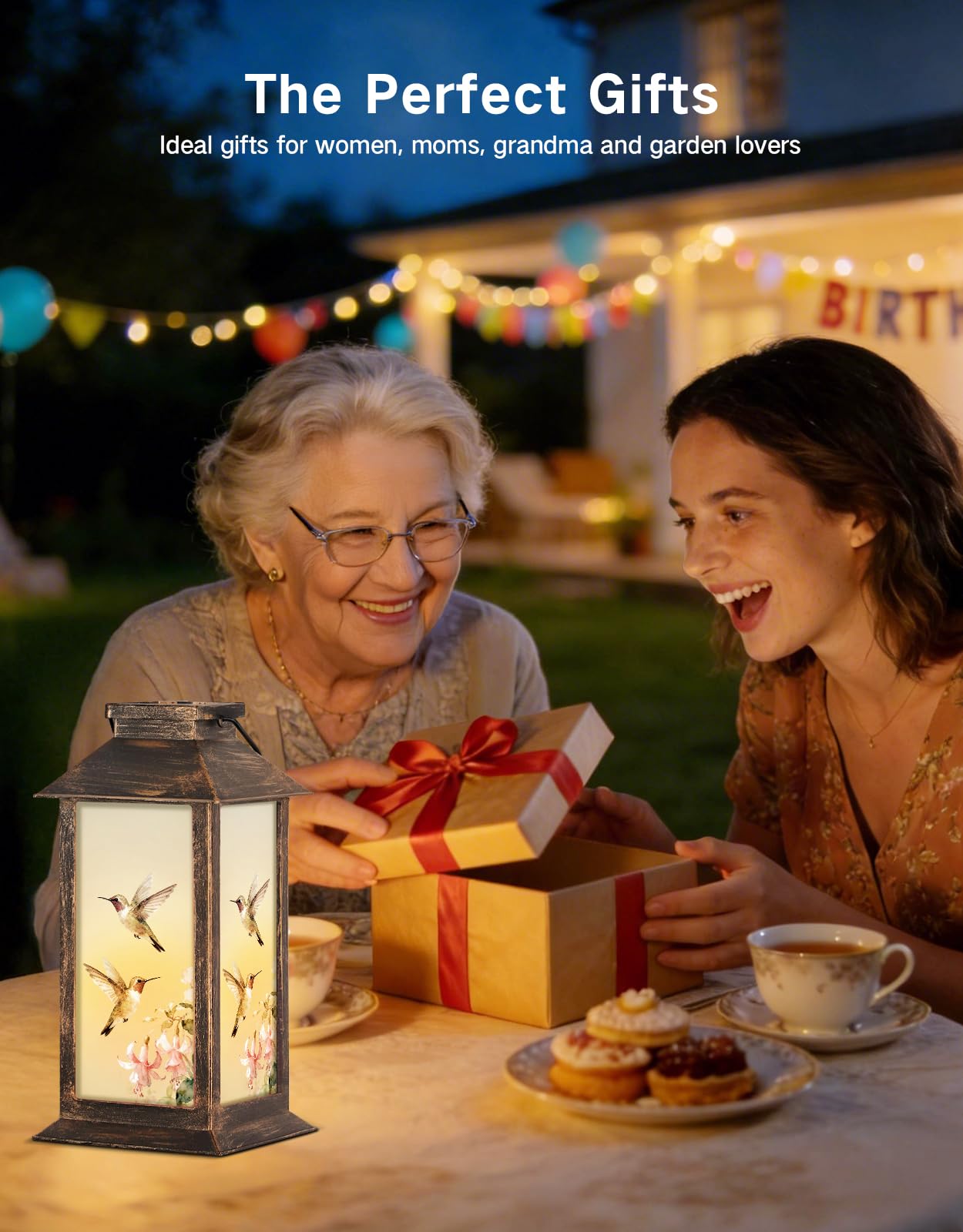 Lanterne Solaire Extérieure Étanche, Lampe Suspendue LED Colibri, Décoration Jardin en Plastique pour Cour, Terrasse, Pelouse, Chemin, Cadeau pour Femmes, Maman, Grand-Mère