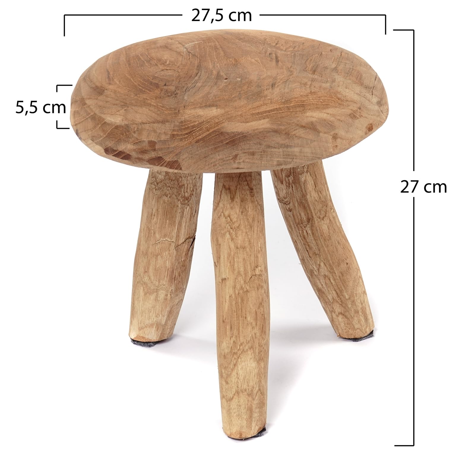 tabouret Klara en Bois Acajou | 28 cm, Petit Melk, Appui Rond pour Fleurs et Plantes, Bois Naturel