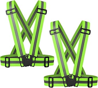 Reflective Safety Vest 2pcs - High Visibility Vest Adjustable Straps for Outdoor Jogging, Cycling, Walking