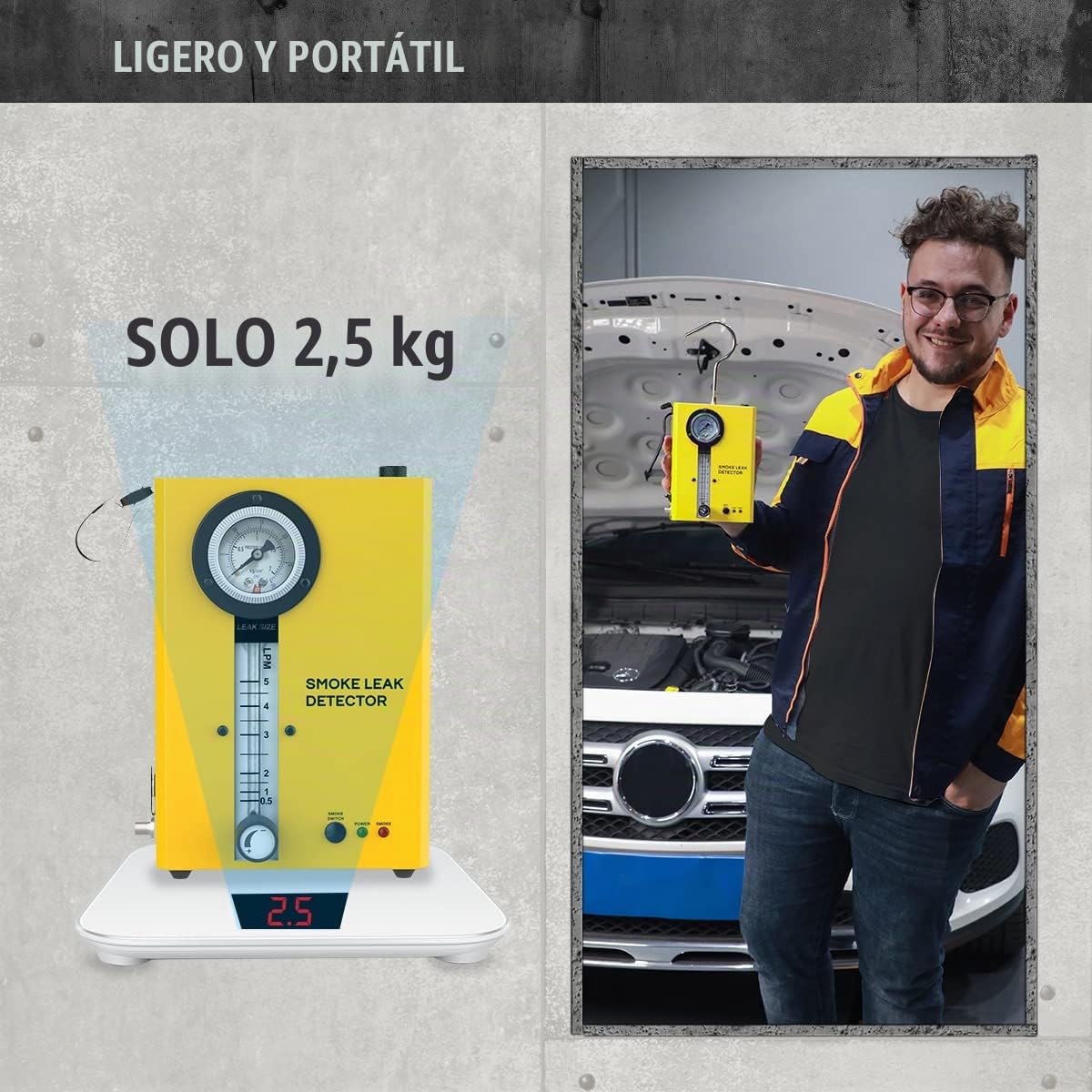 Detector de fugas de humo SDT 203 EVAP, comprobador de detección de fugas de vacío, máquina de humo automotriz, comprobador de humo EVAP con manómetro, medidor de flujo ajustable para vehículos de 12V