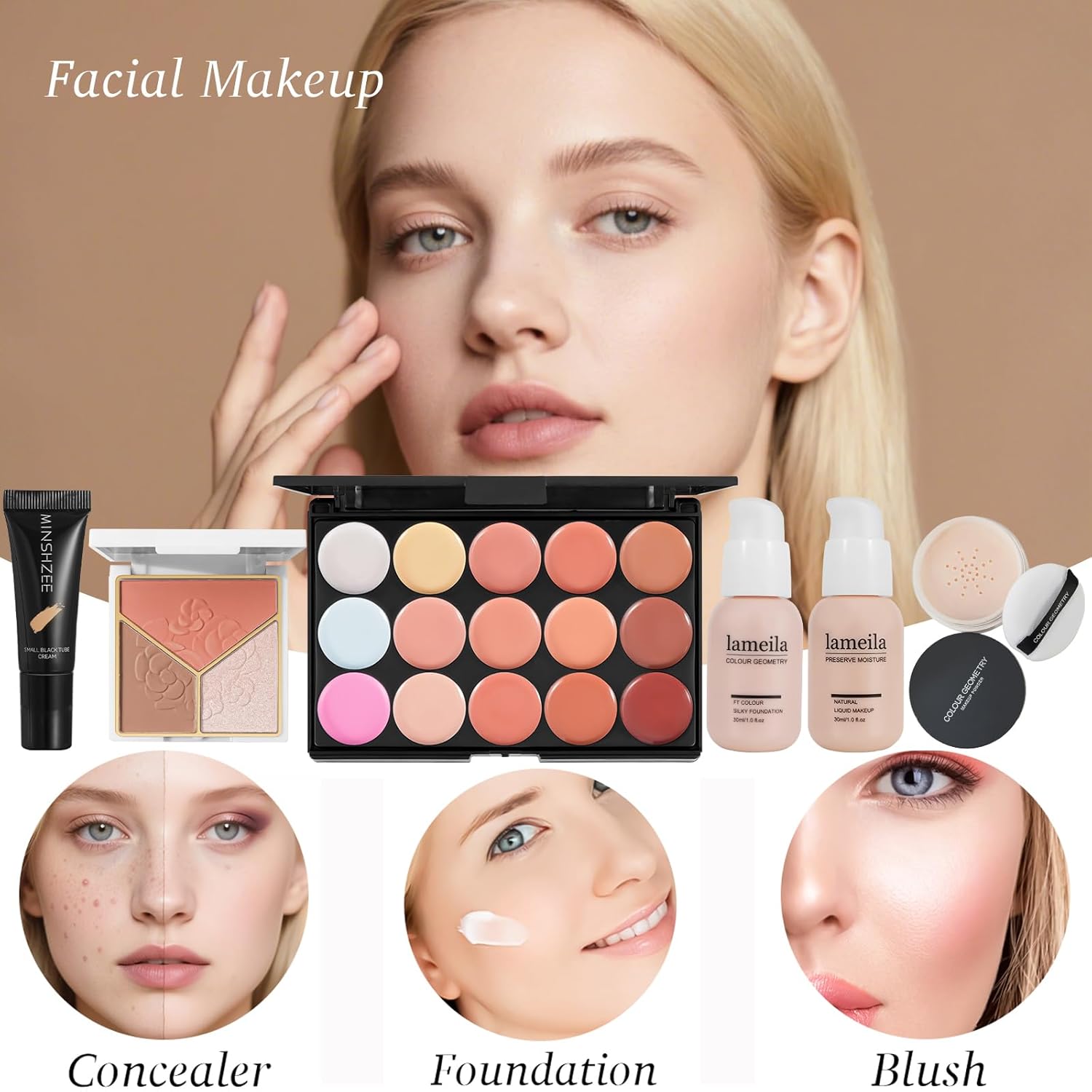 All in One Makeup Kit for Women Full Kit,Makeup Set for Women, Includes Eyeshadow Palette/Foundation/Lipstick/Eyeliner/Mascara/makeup Brush,Makeup Gift Set for Christmas & Birthday&Holiday&Everyday.