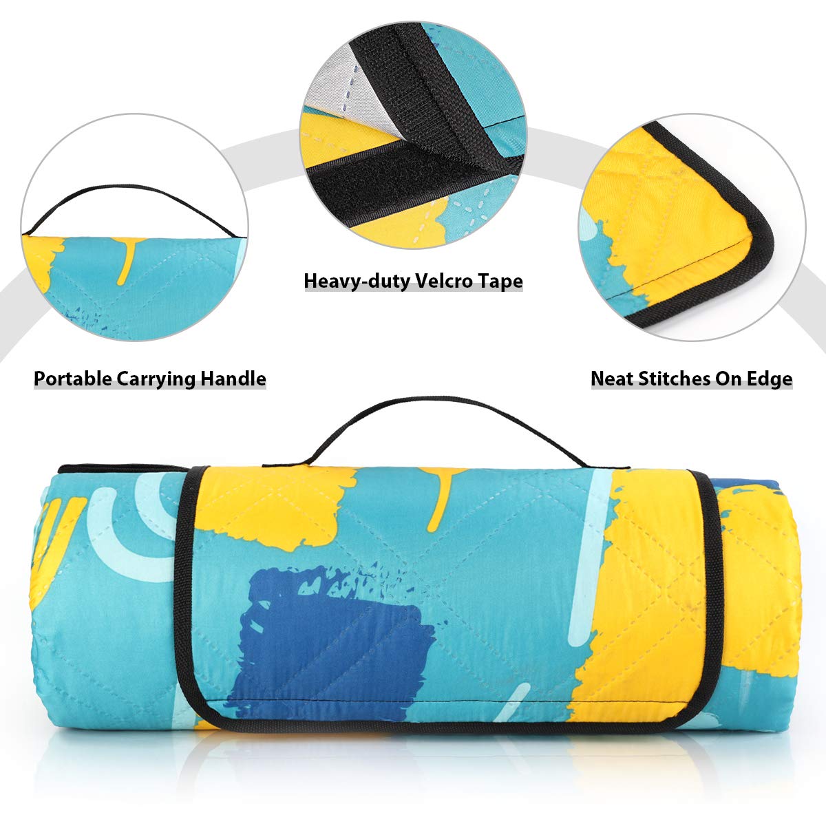 Rustark Coperta Da Picnic Gigante 200x200 Cm – Impermeabile, Pieghevole E Portatile, A Quadretti, Per Spiaggia, Campeggio E Festival - 2