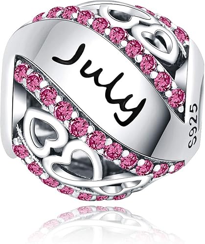 Dijes de piedra natal para pulsera de plata de ley 925 con cuentas caladas para pulseras Pandora, para mujeres, esposa, mamá, regalo de Navidad y