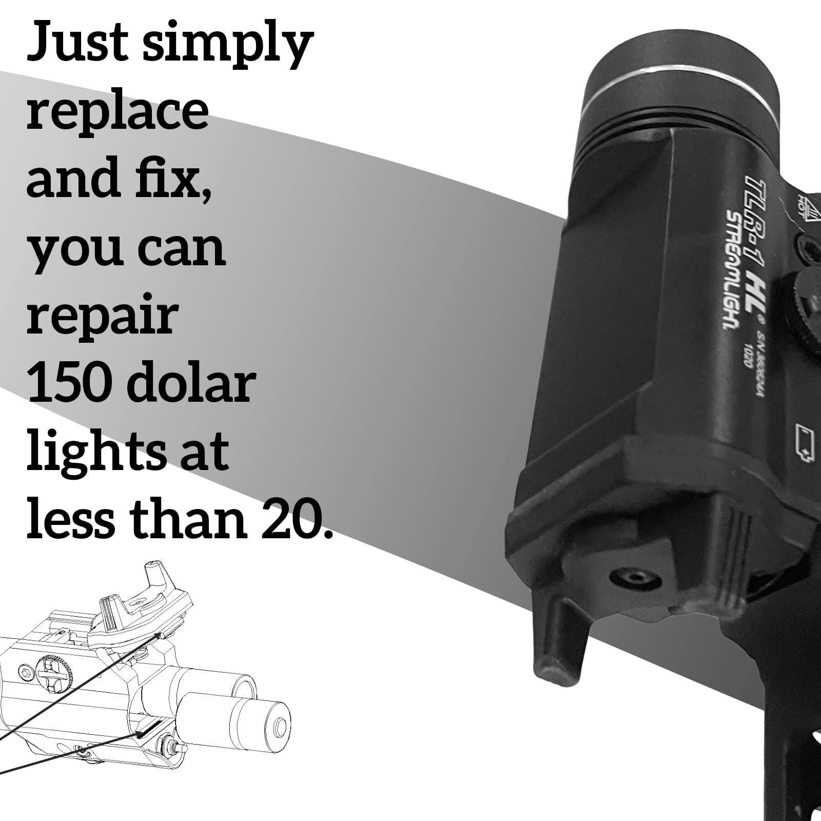 STREAMLIGHT TLR-1 　実物 リモートスイッチ用バッテリードア Amazon.com: TLR1 Flashlight Pressure Switch Compatible with