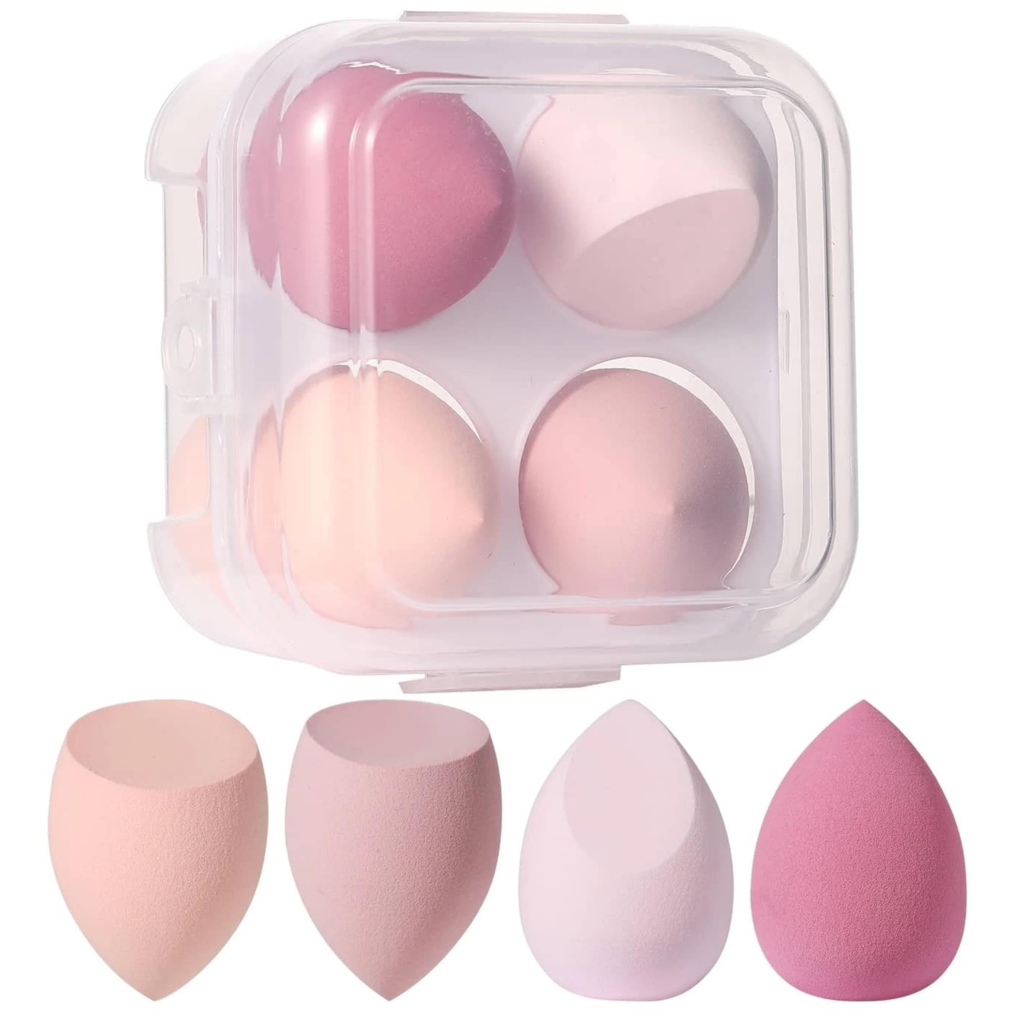 Esponja Maquillaje Para Aplicar Base Maquillaje, Sombras De Ojos, Corrector, Colorete I Caja De Maquillaje Para Esponjas I Se Puede Usar Seco Y Húmedo (Rosa)