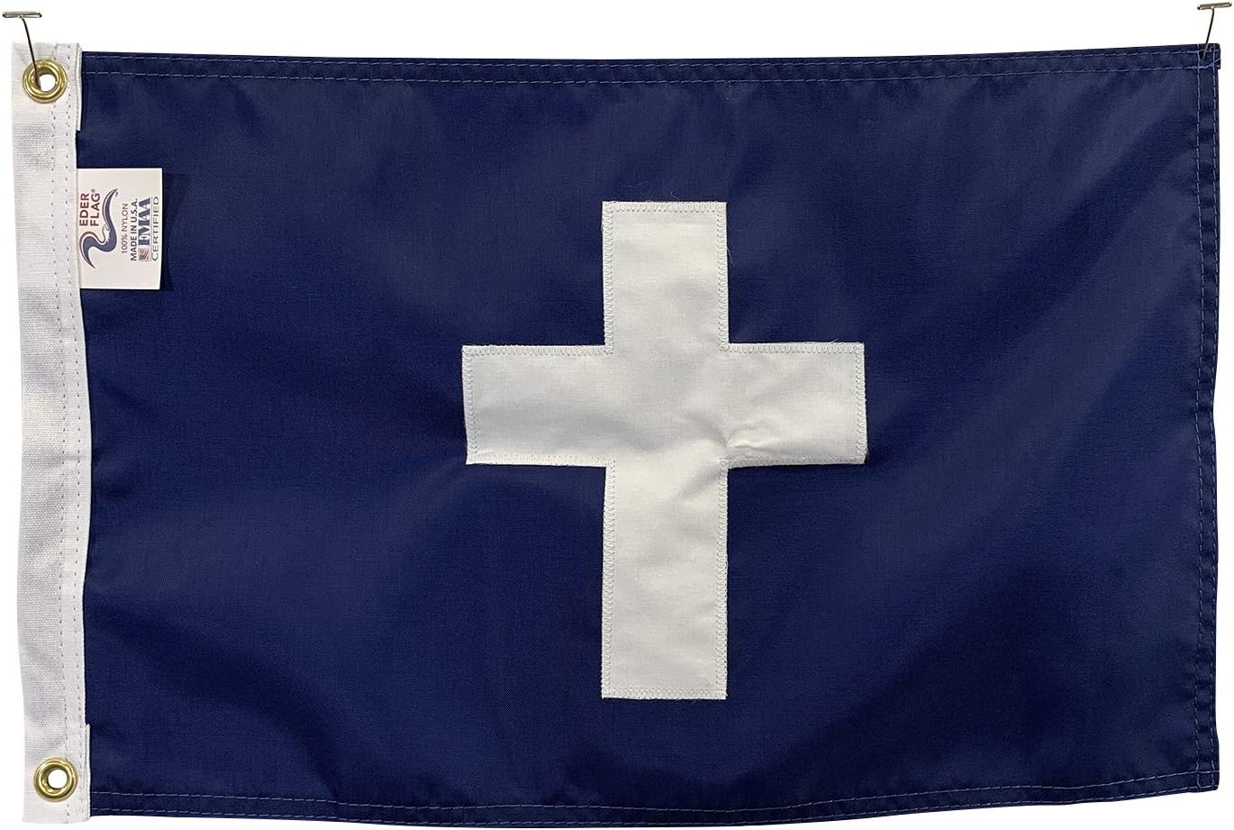 12x18" Chaplain Boat Flag - Nautical Marine Grade Fully Stitched, Embroidery and Appliqué, Durable All-Weather Nylon with Grommets for Outdoors, Made in USA
