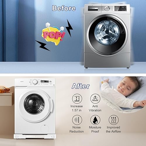 Miniatura 7 de Rodillos ajustables para electrodomésticos, resistente, soporte móvil para lavadora y secadora con 16 ruedas de bloqueo silenciosas ocultas,