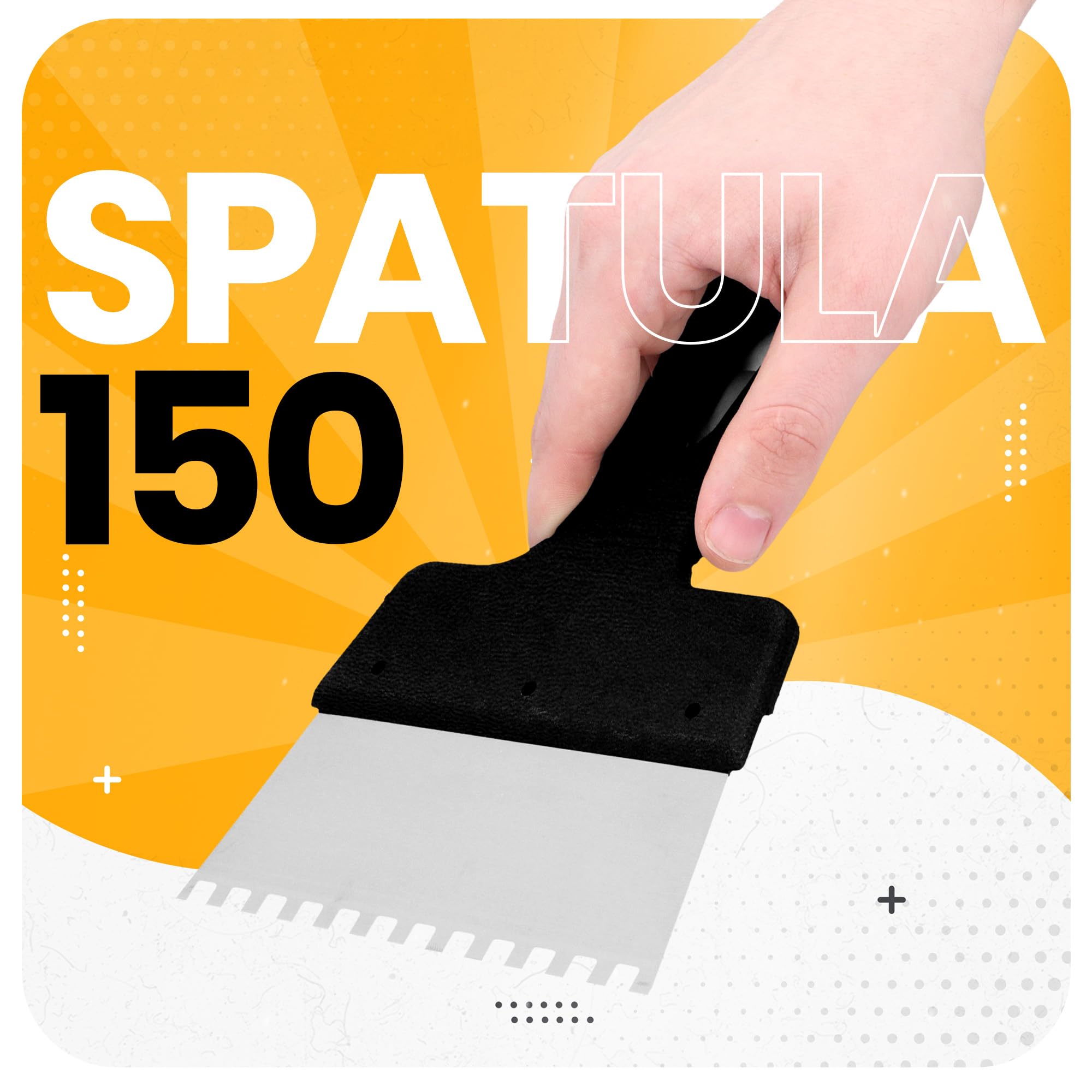 Frattazzo Piastrelle Dentato 150 mm 6x6 mm Cazzuola a Denti Acciaio Inossidabile Spatola Lisciatrice Intonaco Strumento Applicazione Colla Malta Costruzione
