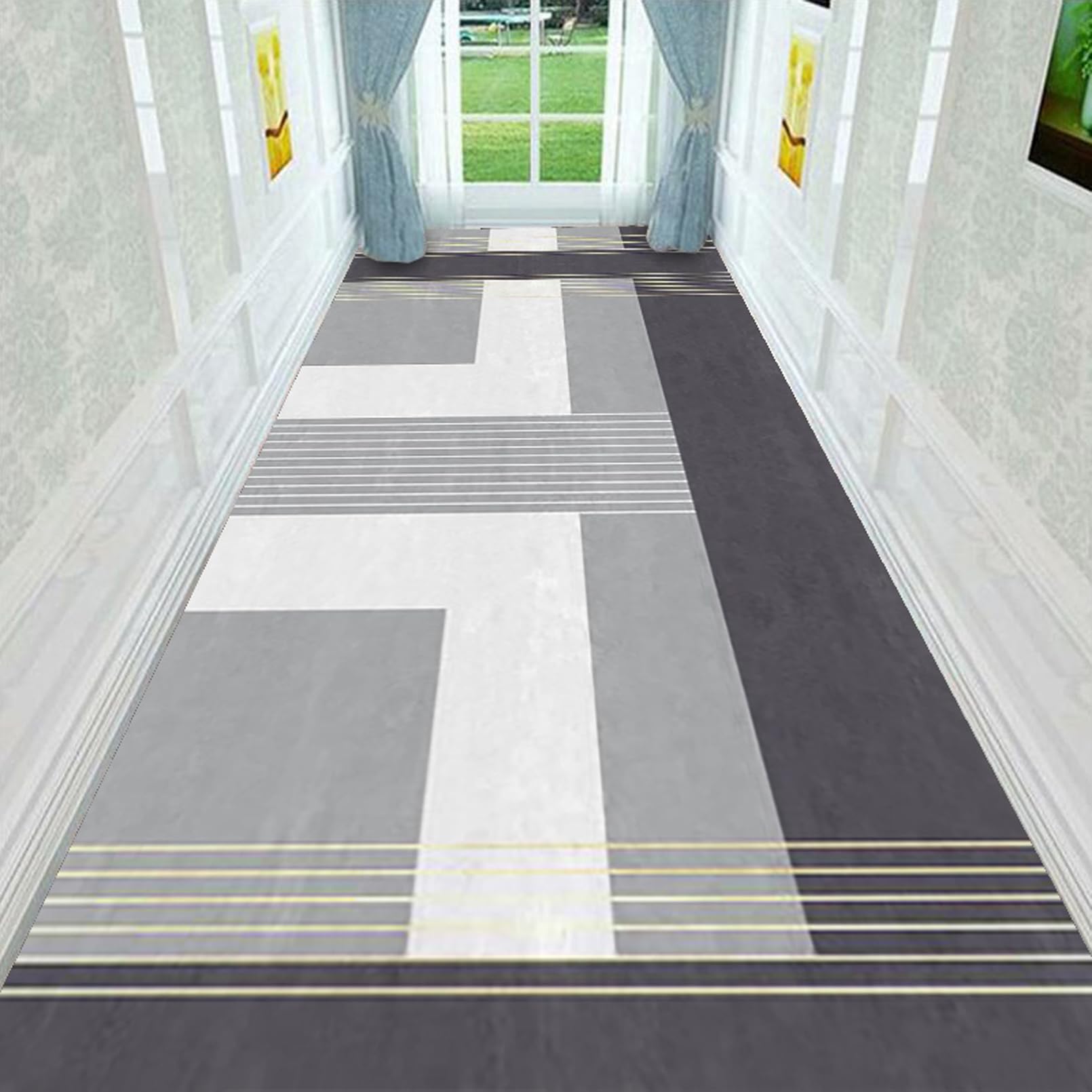 Tapis de couloir moderne rectangulaire pour éviter l'usure des sols de passage