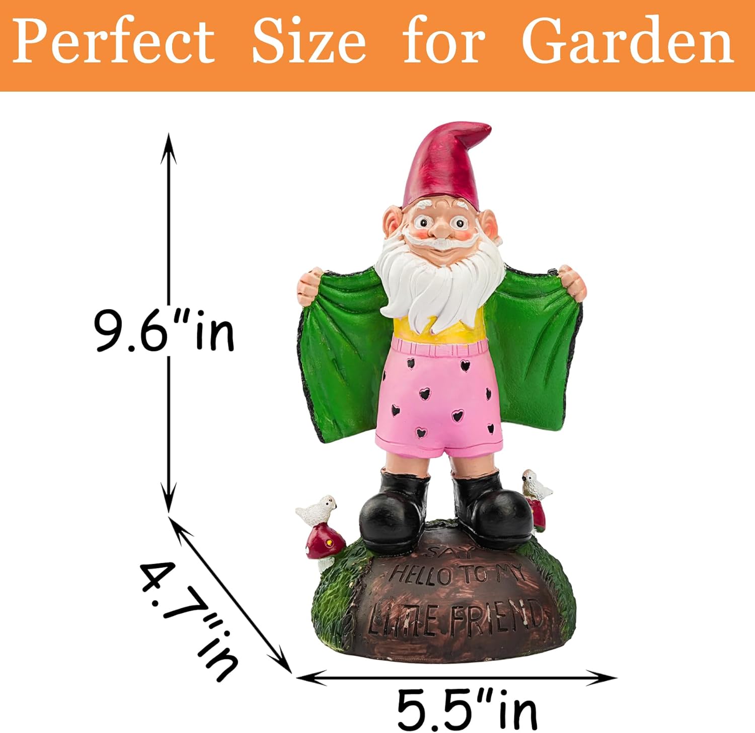 Teaeeno Funny Garden Gnome Statue - Say Hello to My Little Friends Sign, Weather Resistant Outdoor Decor, Patio & Yard Art, Unique Gift for Gardeners & Gnome Enthusiasts