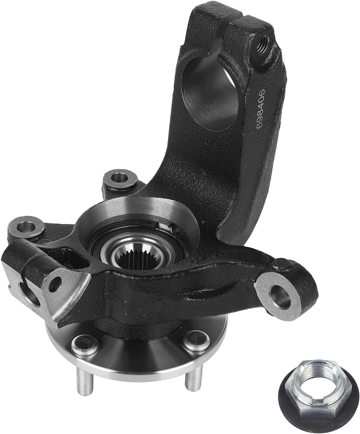 Autoround Front Steering Knuckle & Wheel Bearing Hub Assembly Fit for Ford Focus 2006 2007 2008 2009 2010 2011, Replace# 698-406 698406 LK004, Right Passenger Side