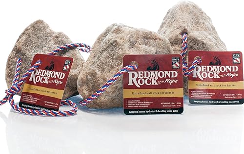 RedmondRock en una cuerda sin refinar roca de sal para caballos 3a 5lbs-3paquete