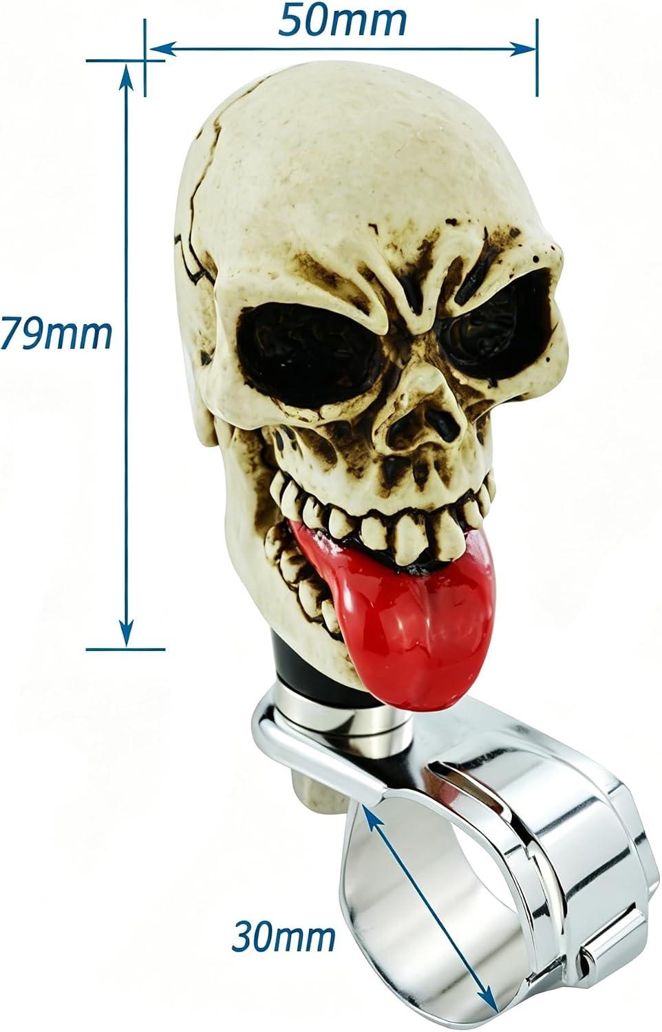 Lunsom Steering Spinner Wheel Suicide Knob, Skull Shape Power Handle Spinning Wheel Knob Turn Assist Aid Helper Fit Most Tractors, Forklifts, Lawn Mowers (Without Eyeball)