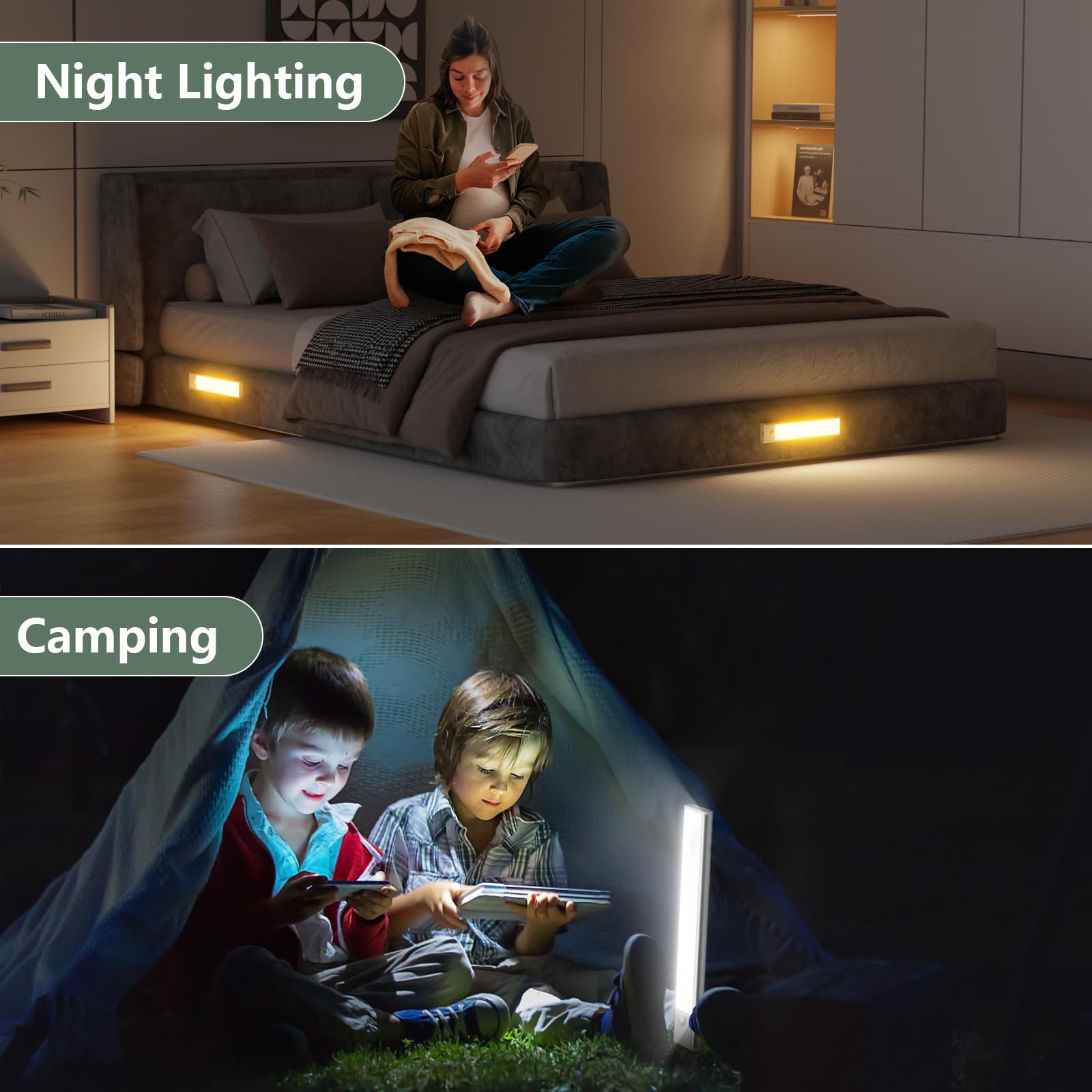 Lampa podszafkowa do kuchni, Szafka LED z czujnikiem 2 sztuki, 30 cm możliwość ściemniania podszafkowe światło kuchenne z 3 kolorami, USB-C ładowalna lampka nocna do sypialni, schodów, korytarzy