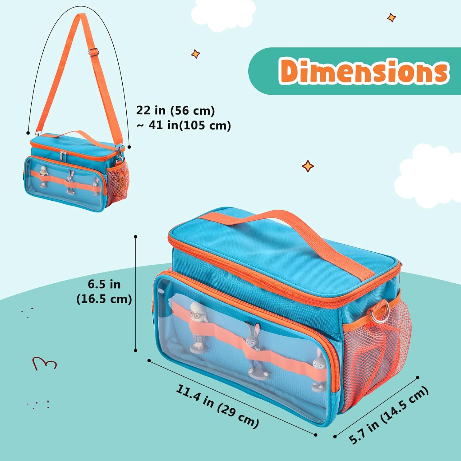 Hautton Carrying Case for Toniebox 2/1 Audio Player, Portable Travel Storage Organizer Bag for Tonies Starter Set, Figures, Headphones and Charging Station with Shoulder Strap and Handle -Blue