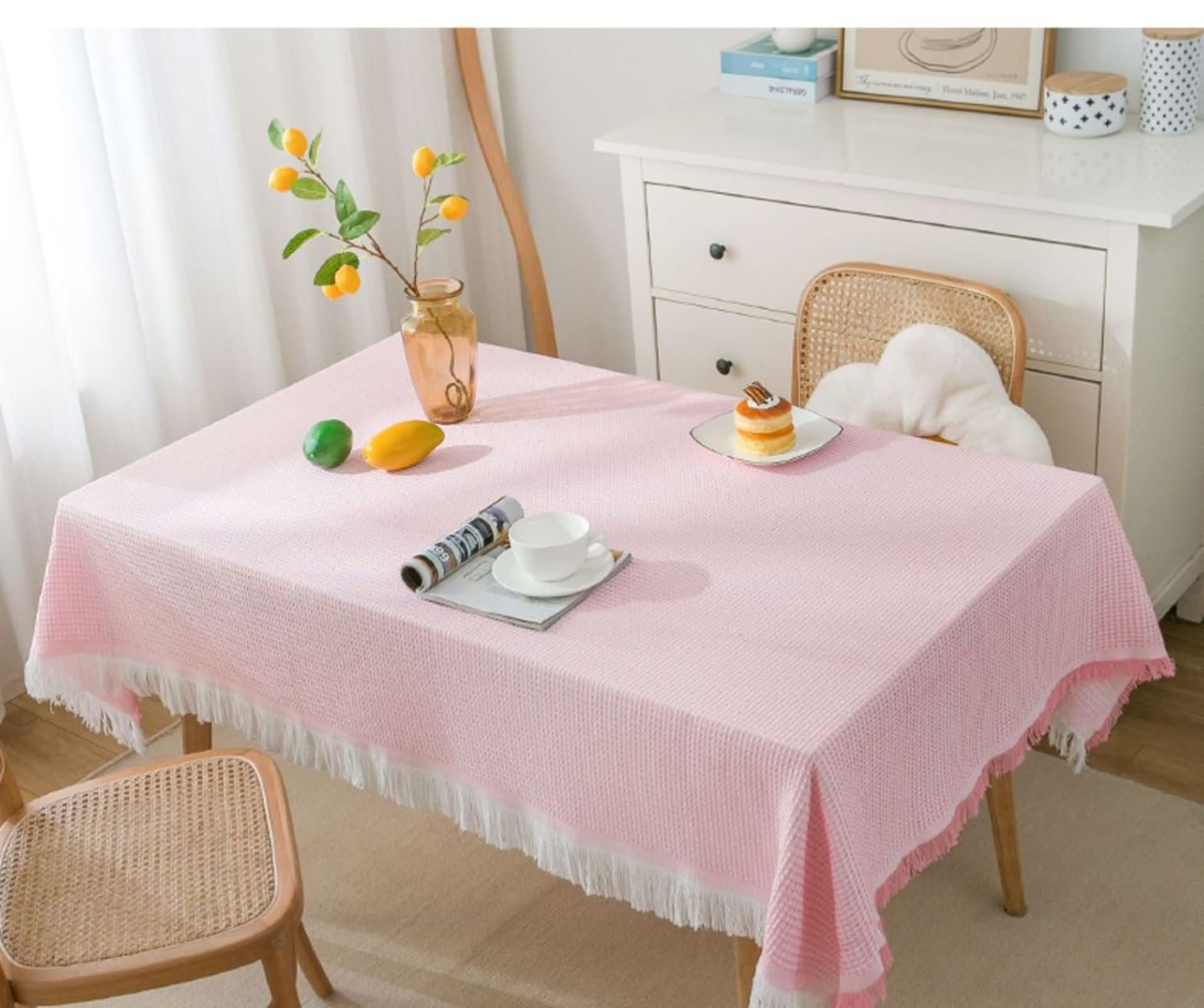 Tovaglia antimacchia rettangolare 130 x 180 cm bianco e tinta unita poliestere con nappe elegante stile 3 per sala da pranzo feste ed eventi