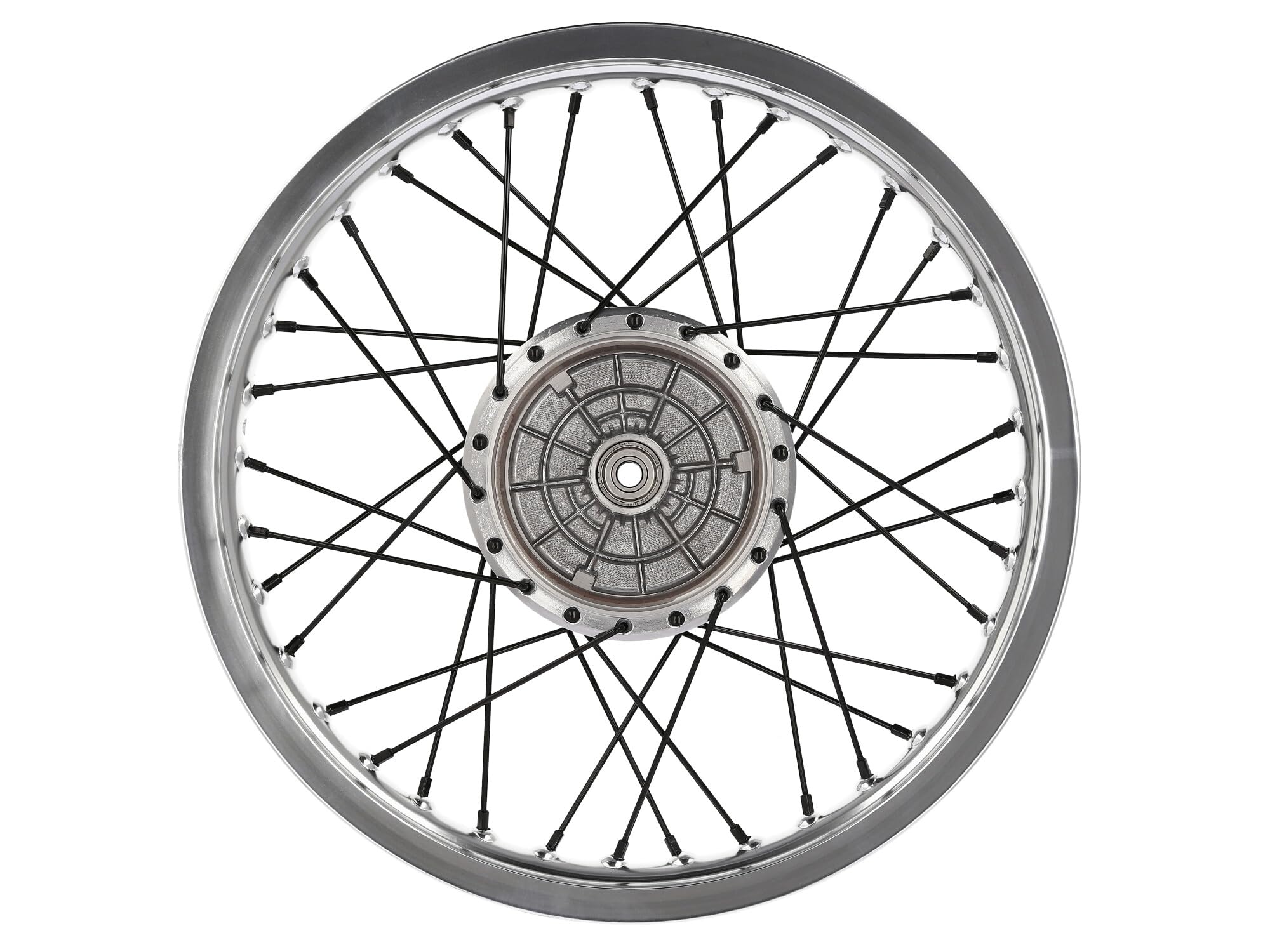 Speichenrad 1,85 x 16" Alufelge poliert + Speichen in Schwarz - für Simson