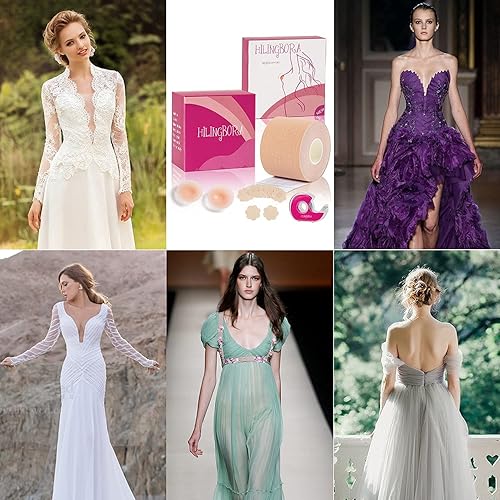 Miniatura 6 de HILINGBORA Juego de cintas de belleza 4 en 1 cinta de pecho tapa de pezón cinta de doble cara cinta de levantamiento de senos cinta adhesiva para