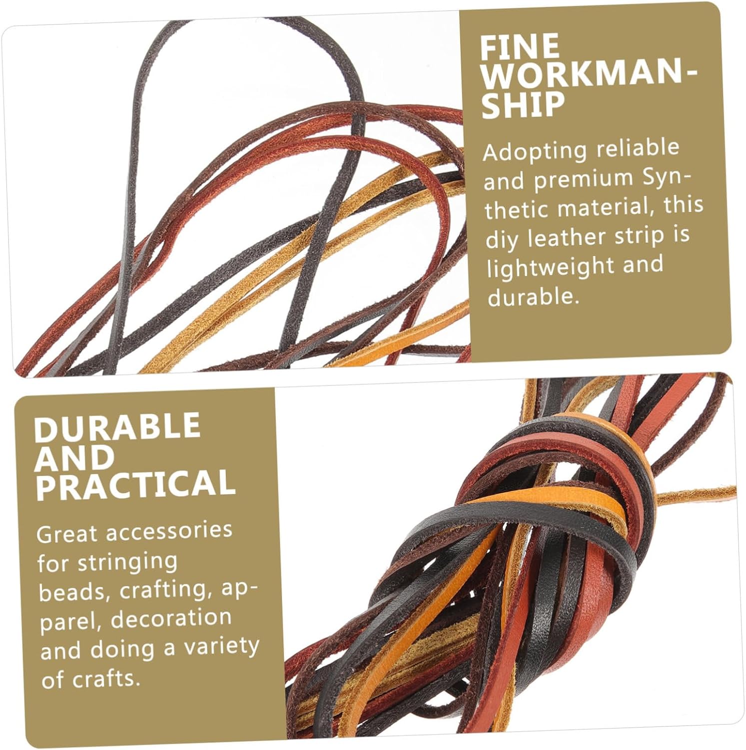 Jewelry Making Leather Cords 4pcs Flat Strips for DIY Bracelets Necklaces