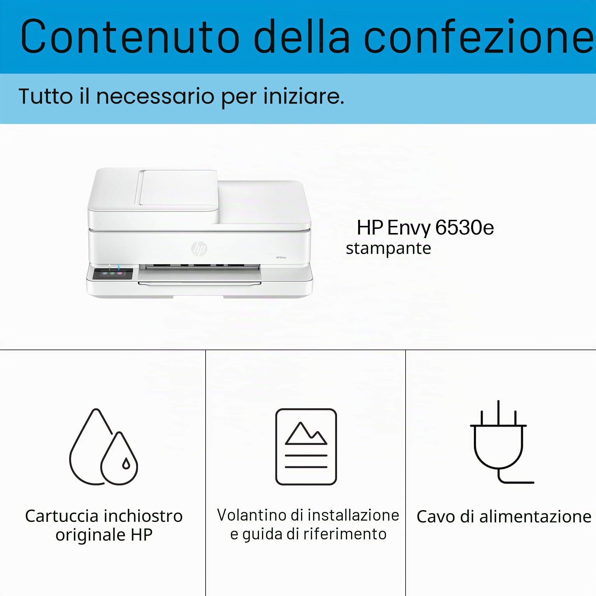 HP Envy 6530e Stampante All in One | Perfetta per la casa | Colore | Wireless | Stampa, scansione e copia | 6 mesi di inchiostro istantaneo gratuito solo a tempo limitato | Alimentatore automatico di