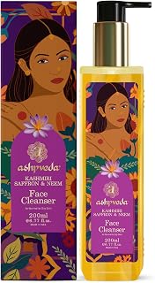 Ashpveda Ayurvedic Face Wash with Kashmiri Saffron and Neem | Natural Face Cleanser for Daily Skin Exfoliation and Brightening | Chemical Free Organic Herbal Facewash (200 ml)