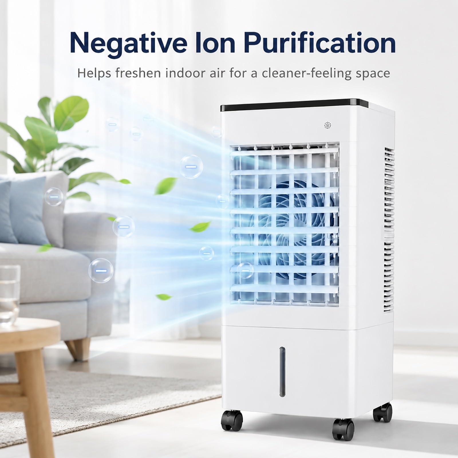 Climatizador Evaporativo 3 en 1, Mover Enfriador de Aire con Depósito Agua, Ideal para Hogar, Cocina, Dormitorio