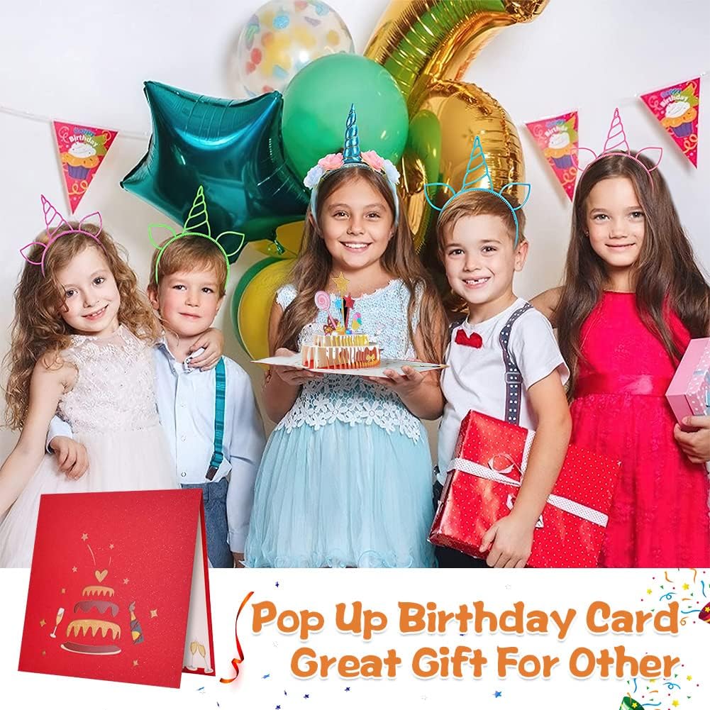 OFFCUP Birthday Card, 3D Pop Up Birthday Greeting Cards, Happy Birthday Card Pop Up Cards DIY Birthday Card Birthday Gift with Envelopes and paper jam for Women, Men, Kids, Friend (Star Cake) image 5