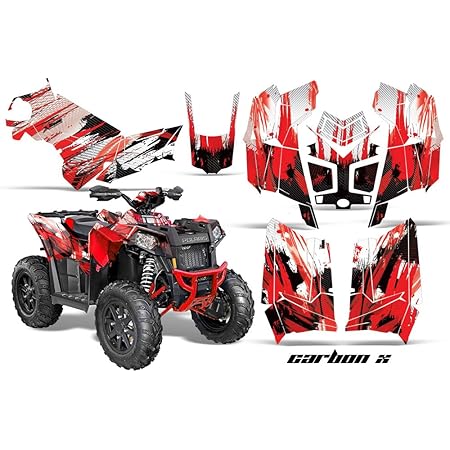 Amazon Com Amr Racing Atv Graphics Kit Sticker Decal Compatible With Polaris Scrambler 850 1000 Xp 13 Carbon X Red Automotive