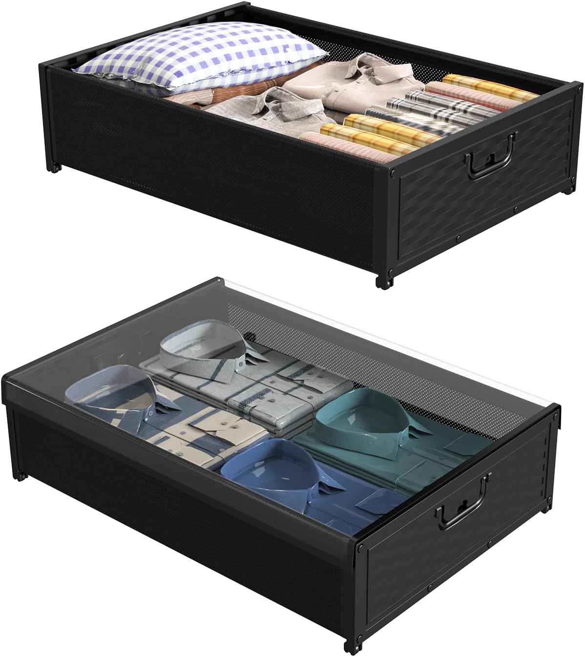 NADAMOO Under Bed Storage with Wheels and Clear Dust Cover