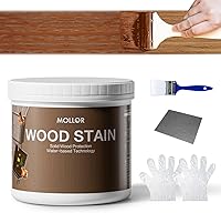 MOLLOR Teak Wood Stain & Sealer 16oz - Water-Based, Non-Toxic, No Primer or Topcoat, Fast Dry Low Odor for Indoor Outdoor Furniture w/Tools