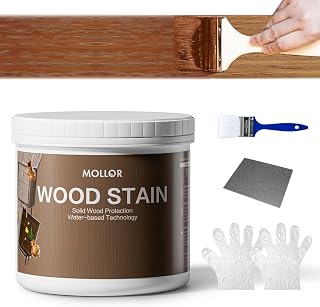 Mollor Teak Wood Stain & Sealer 16oz - Water-Based, No Primer or Topcoat, Low Odor Non-Toxic, Fast Dry for Indoor Outdoor Furniture w/Tools