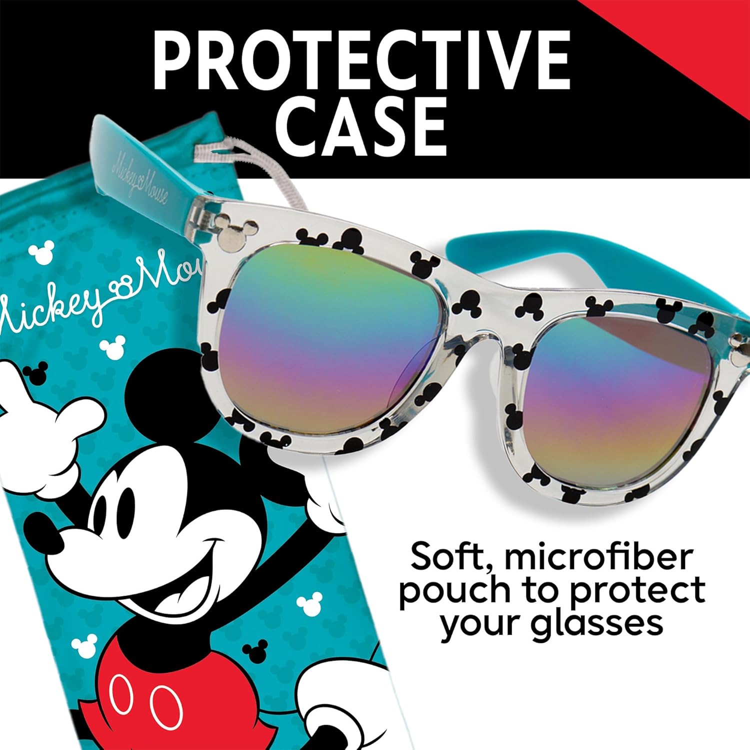 Sun-Staches Mickey Mouse Disney Sunglasses for Kids Stylish, Comfortable & Durable UV-Protective Mickey Mouse Toddler Sunglasses With Soft Carrying Case - Official Kids Disney Sunglasses - Image 4