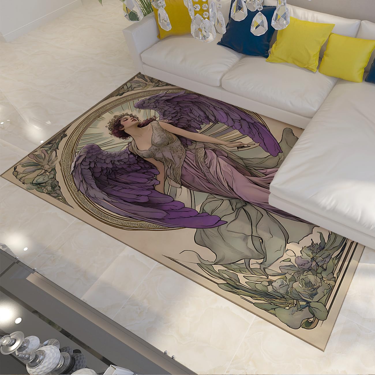 Tapis fin lavable machine 200x300cm antidérapant style européen vintage