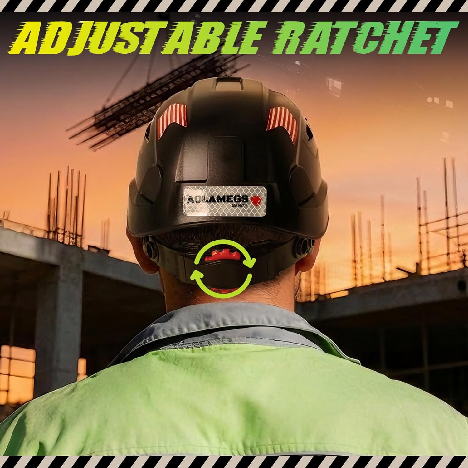 Hard Hats Construction OSHA Approved With Double Visor - Cascos De Construccion Vented Hard Hat With Clear and Tinted Visor Construction Safety Helmet Hat With Chin Straps 6pt Suspension - Image 7