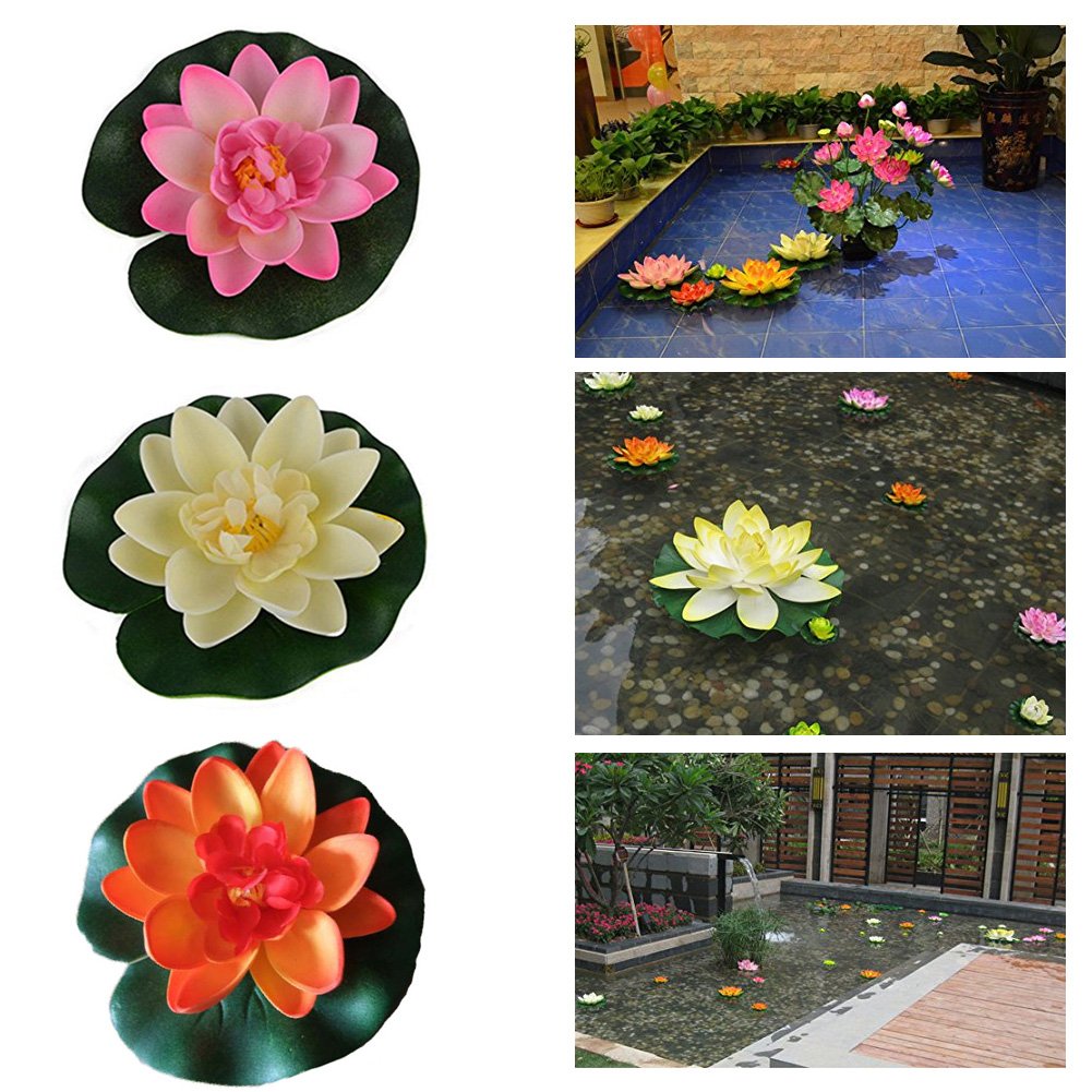 SwirlColor Laghetto da Giardino Piante Artificiali Fior di Loto Romantic Impermeabile per Casa Acquario Nozze 10cm-10 pezzi