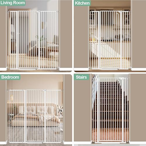 Miniatura 7 de Puerta para gatos extra alta de 57 pulgadas para puerta, 29.5-33.8 pulgadas de ancho, puerta de bebé extra alta para perros, puerta ancha de