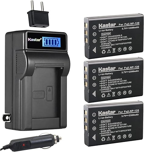 Miniatura 7 de Kastar Paquete de 2 baterías FNP-120 y cargador de CA LCD compatible con cámaras Ordro HDV-V12, HDV-V88, HDV-Z7, HDV-Z10, HDV-Z16, HDV-Z79, HDV-108,