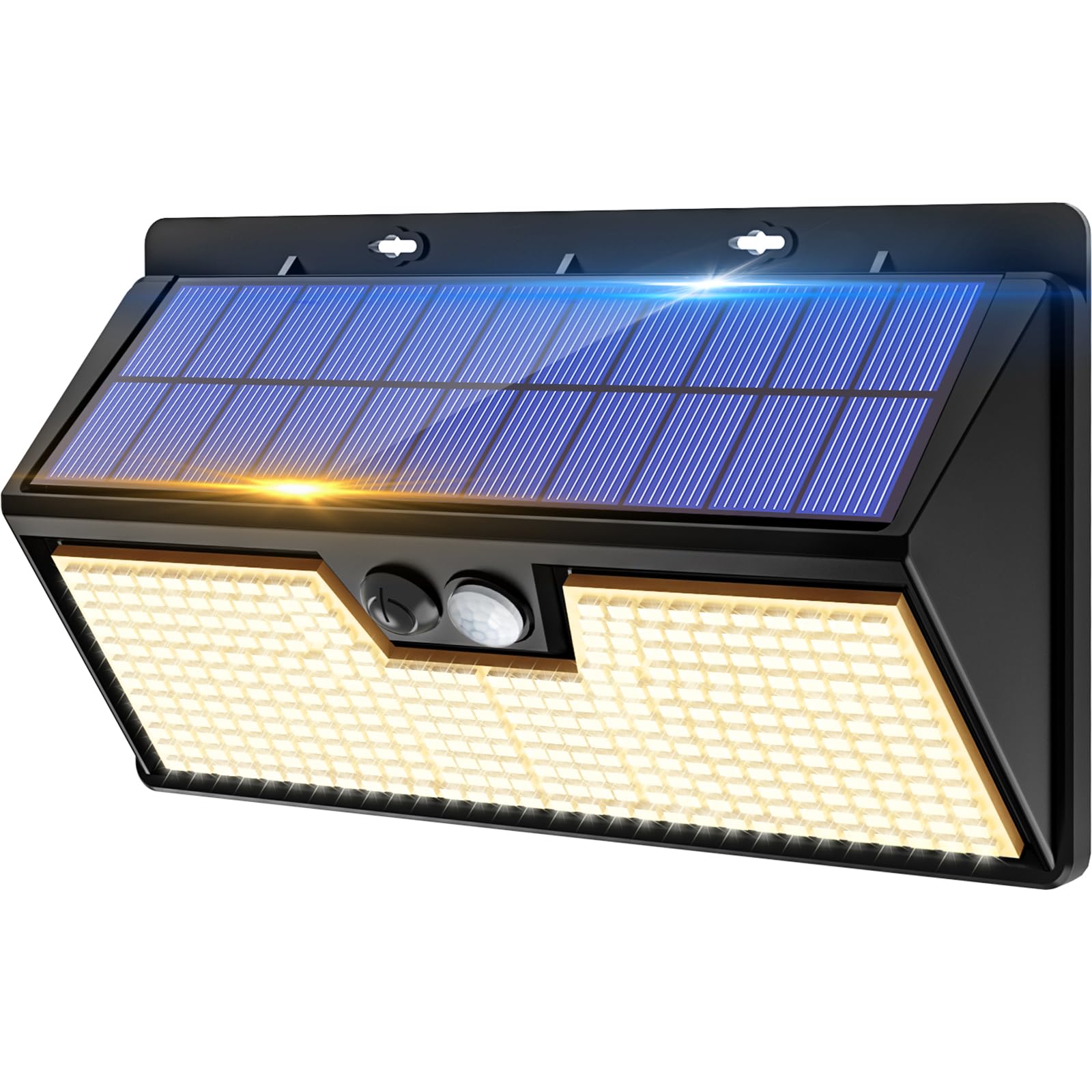 vighep Solarlampen für Außen mit Bewegungsmelder, 318 LED Superhelle Solarleuchten, Aussenleuchte mit 3 Modi, IP65 Wasserdichte Aussenlampe für Garten, Garage, Haustür, Treppe, Warmweiß,1 Stück