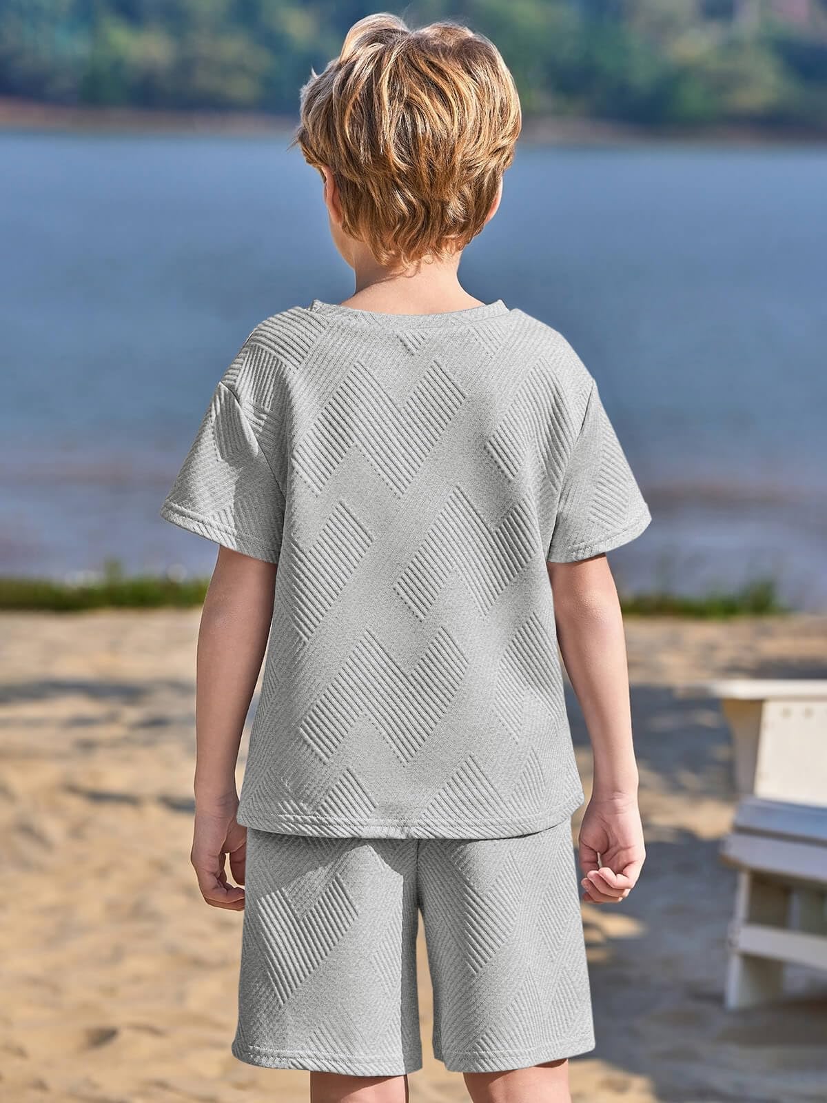 Haloumoning Tenues d'été 2 pièces pour garçons avec t-shirts à manches courtes et short à taille élastique