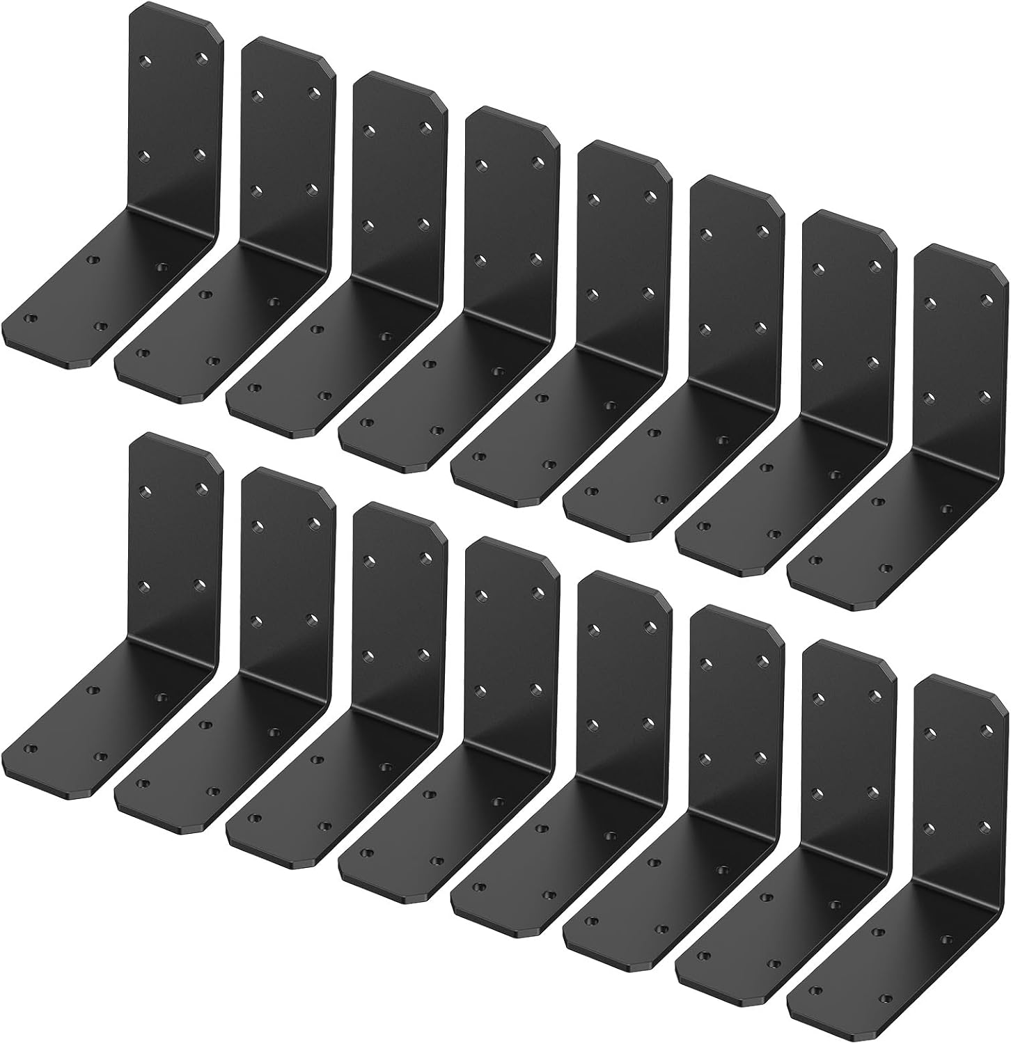 3"x3"x1.2" Steel L Bracket, 90 Degree Metal Iron Corner Brace - Right Angle Joist Brackets for Wood Shelves, Desk, Fence, Furniture Repair (Black-16 Pcs)