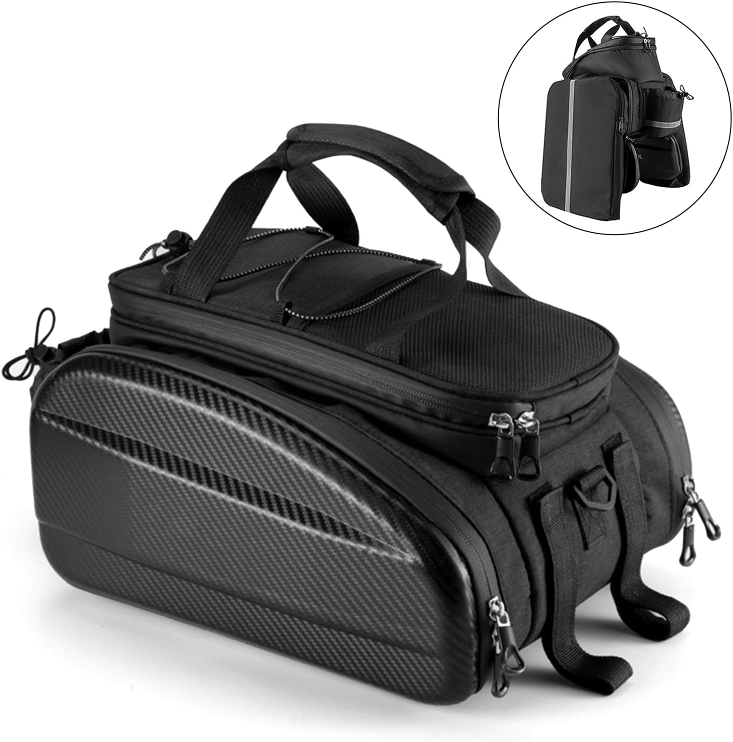 Bike Rack Bag Durable Travel Storage for Mountain Riding Essential Items for Cyclists EVA & Fabric Material (Black 31L (Expandable))