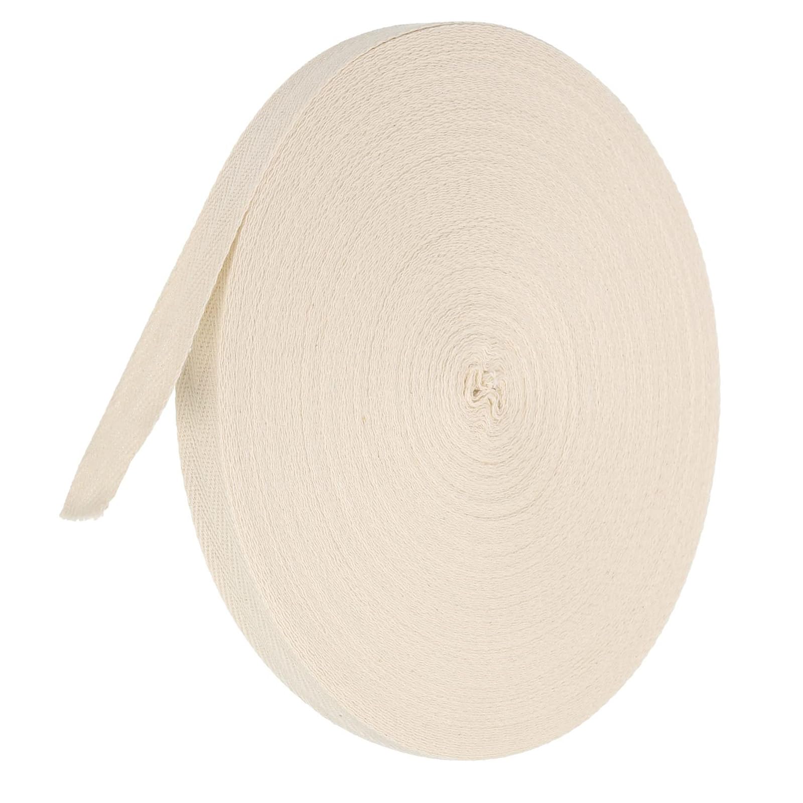 TA-VIGOR Cotton Twill Tape Ribbon 15mm, 50 Yards Bias Binding Tape Bunting Tape Soft Natural Herringbone Webbing Tape Roll for Sewing Dressmaking Gift Wrapping DIY Craft, Beige
