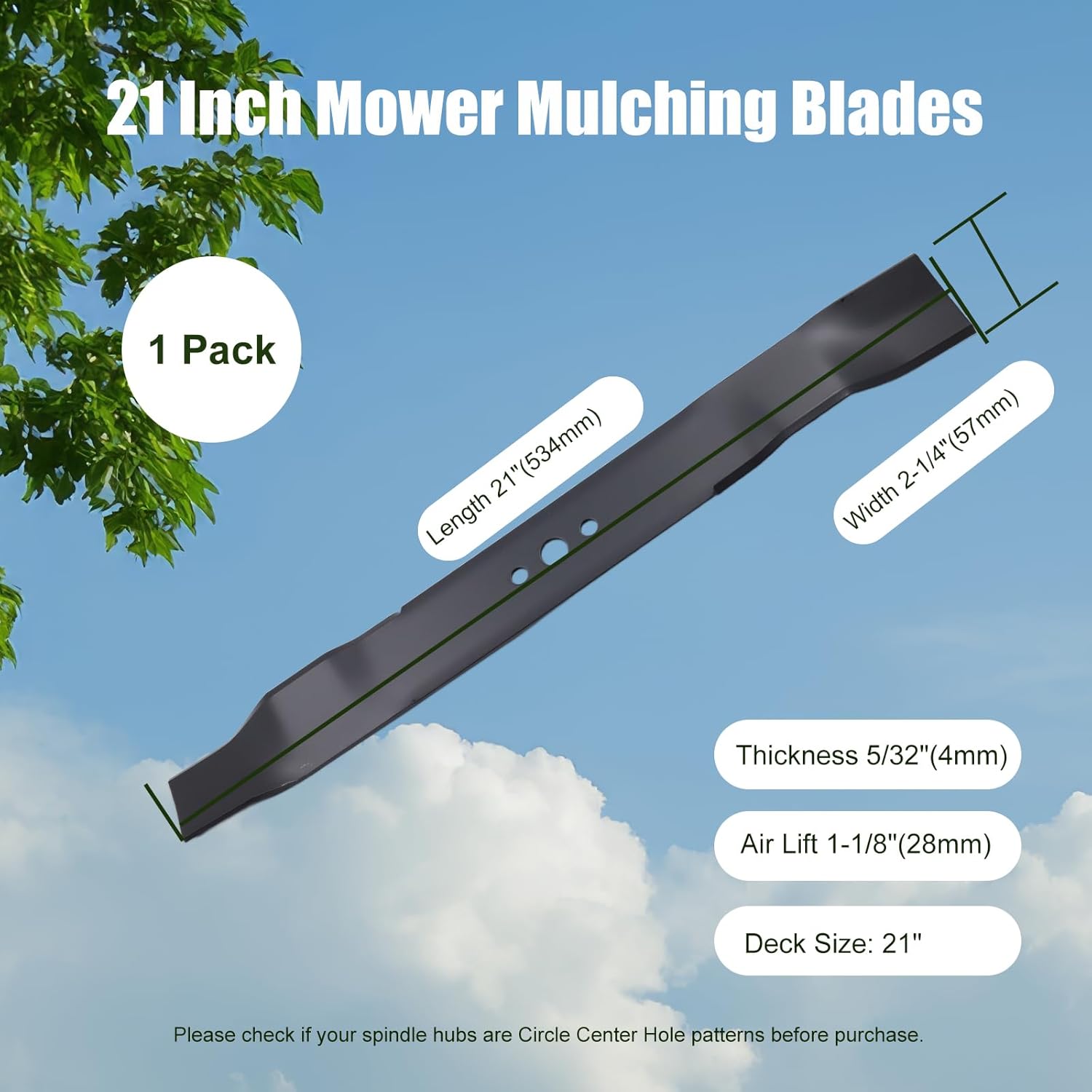 21 inch Mower Mulching Blade for Craftsman Husqvarna Poulan 7021P 406712 532406712 165833 175064 189028 532189028 21''Deck Push Lawn Mower